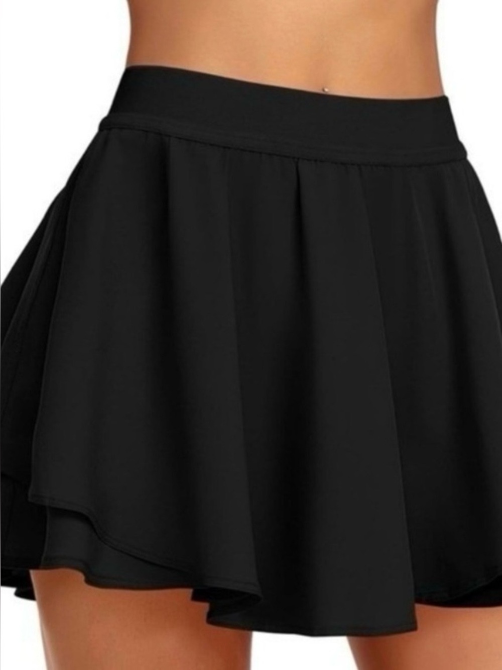 Black Pleated Tennis Skort Ruffle Built-in Shorts Pocket Gym Golf Pickleball XL